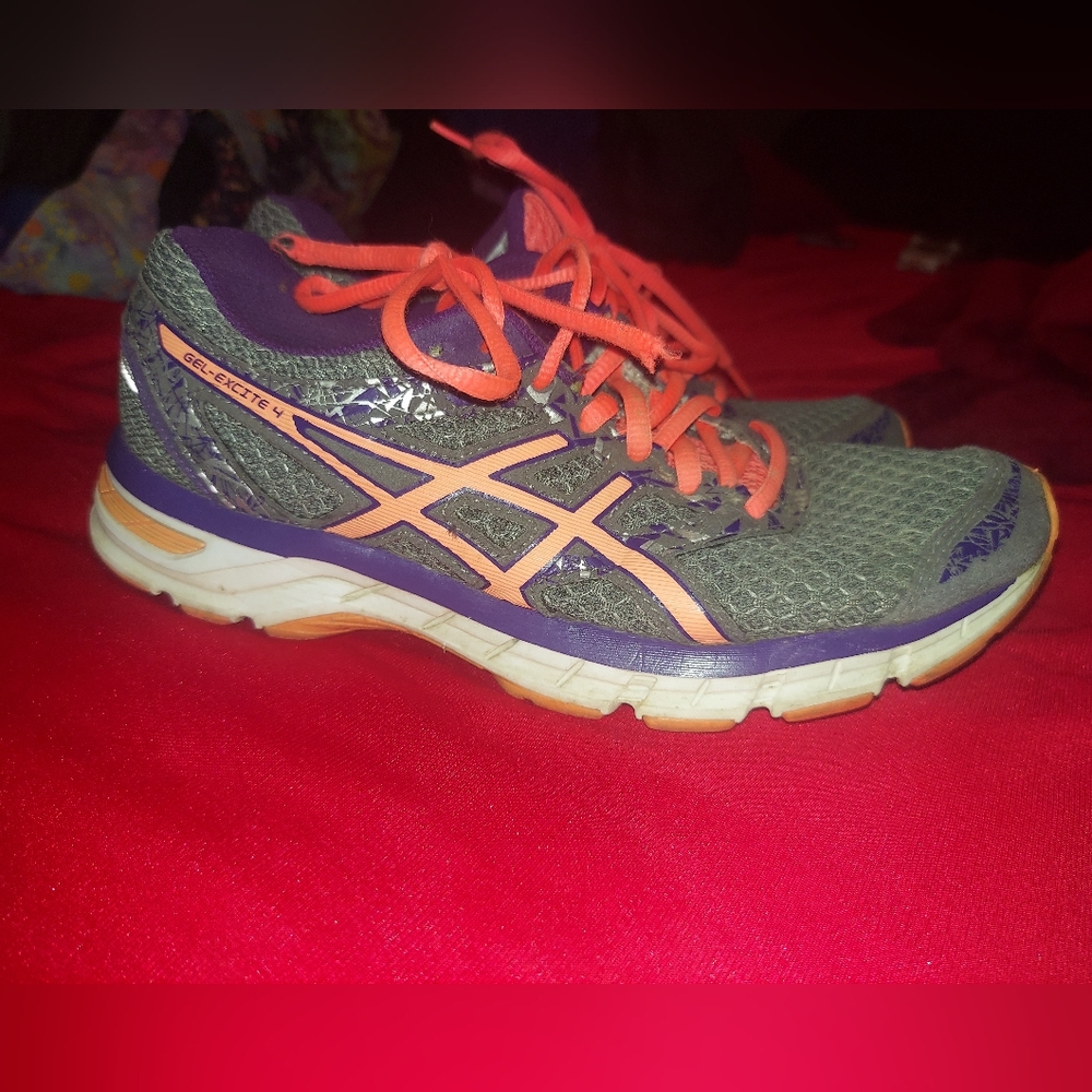 ASICS Women's Running Shoes - Gray and Orange And Purple